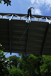 pushing away from bridge