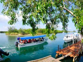boat leaves merang for the island