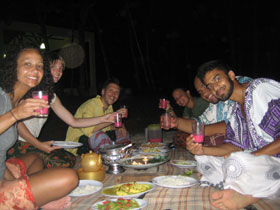 having fun at the 'dinner' table