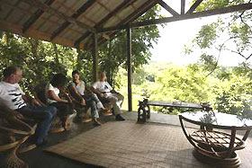 resting at the verandah at farmhouse