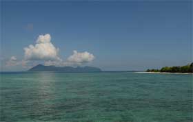 pompom island from afar