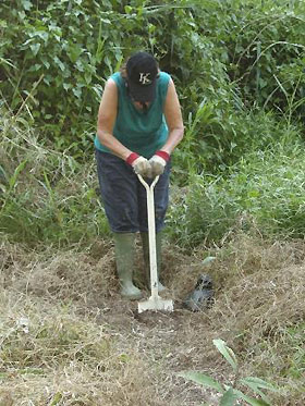 spade, parang(machete), gloves, wellies, gatorade, hat and mosquito repellant are must haves at the planting sites